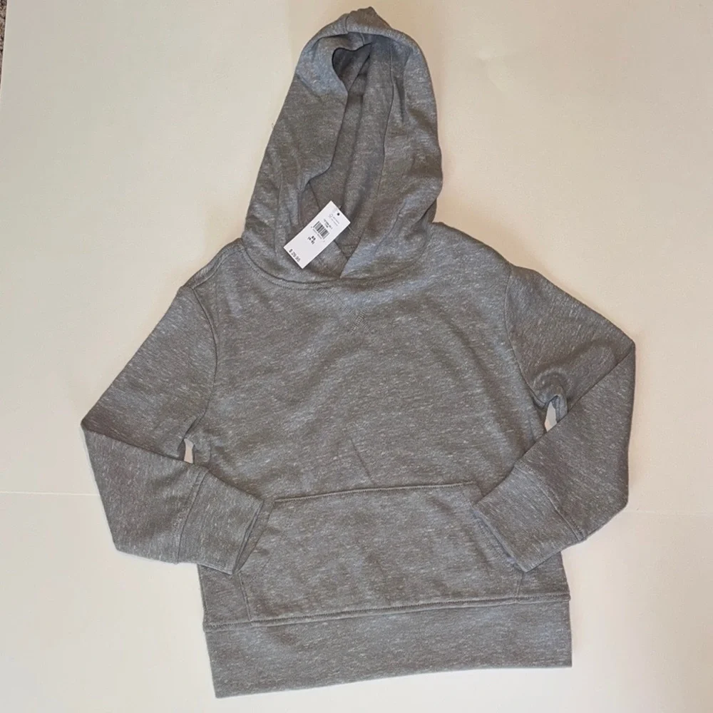 NWT Kids Heather Gray Pullover Hoodie - Cozy Hooded Sweatshirt